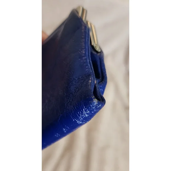HOBO International Lauren Double Frame Leather Wallet Clutch In Royal Blue